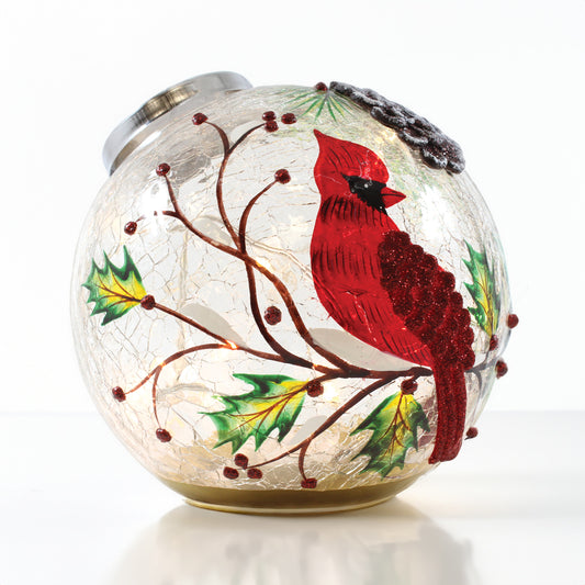 Winter Cardinal - Crackle Glass Ornament