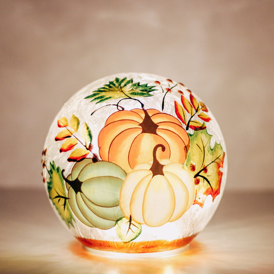 Triple Pumpkin - Crackle Glass Orb