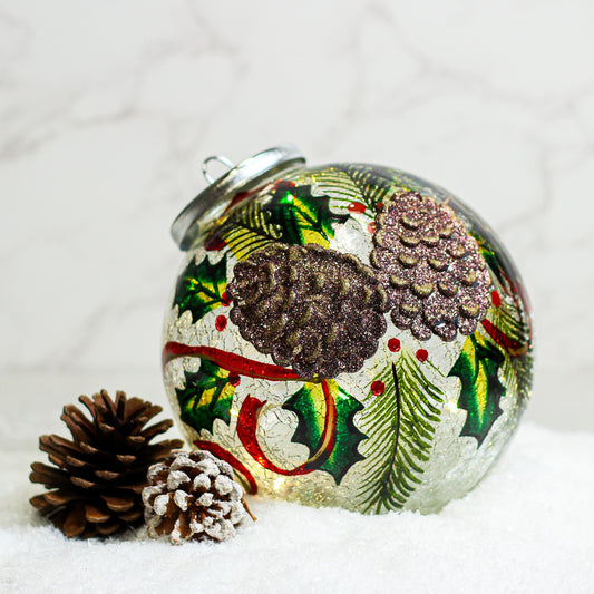 Pinecones - Crackle Glass Ornament