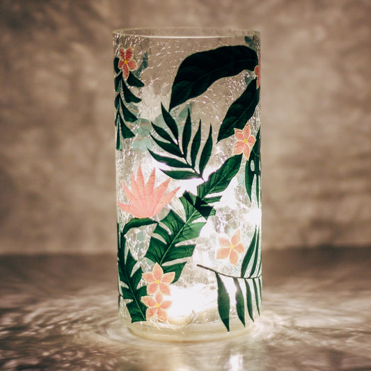Tropical Flora - LED Glass Pillar