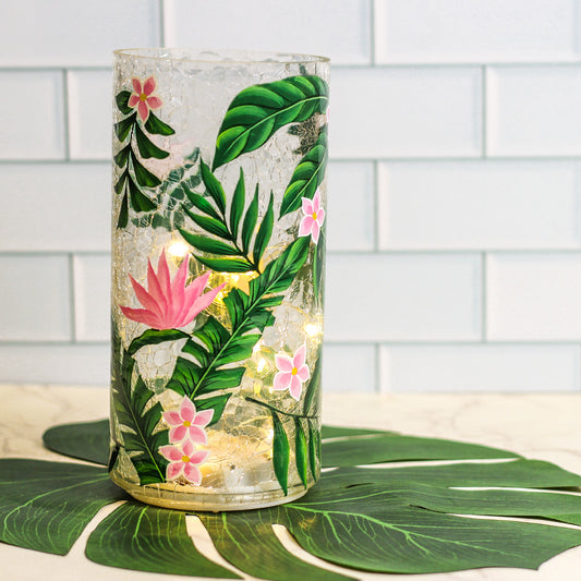 Tropical Flora - Crackle Glass Pillar