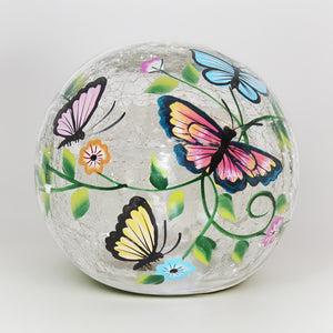 Floral Butterfly - Crackle Glass Orb