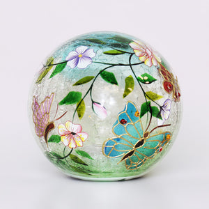 Blue Butterfly - Crackle Glass Orb