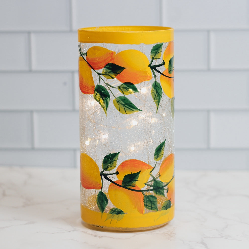 Lemon - Crackle Glass Pillar