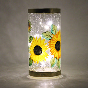 Sunflower - Crackle Glass Pillar