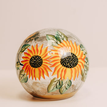 Sunflower - Crackle Glass Orb