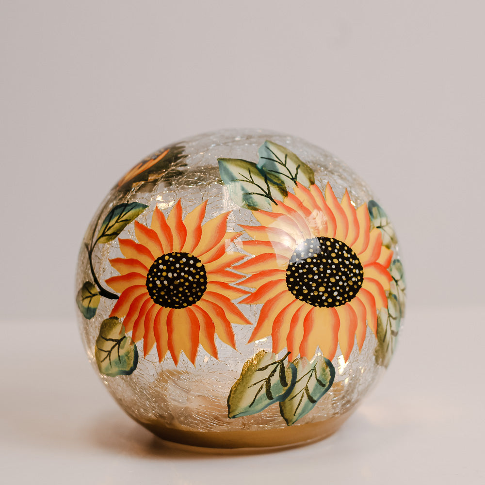 Sunflower - Crackle Glass Orb