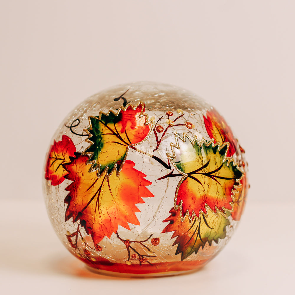 a cheerful giver Fallen Leaves - Crackle Glass Orb