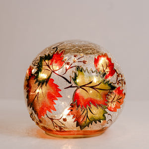 Fallen Leaves - Crackle Glass Orb