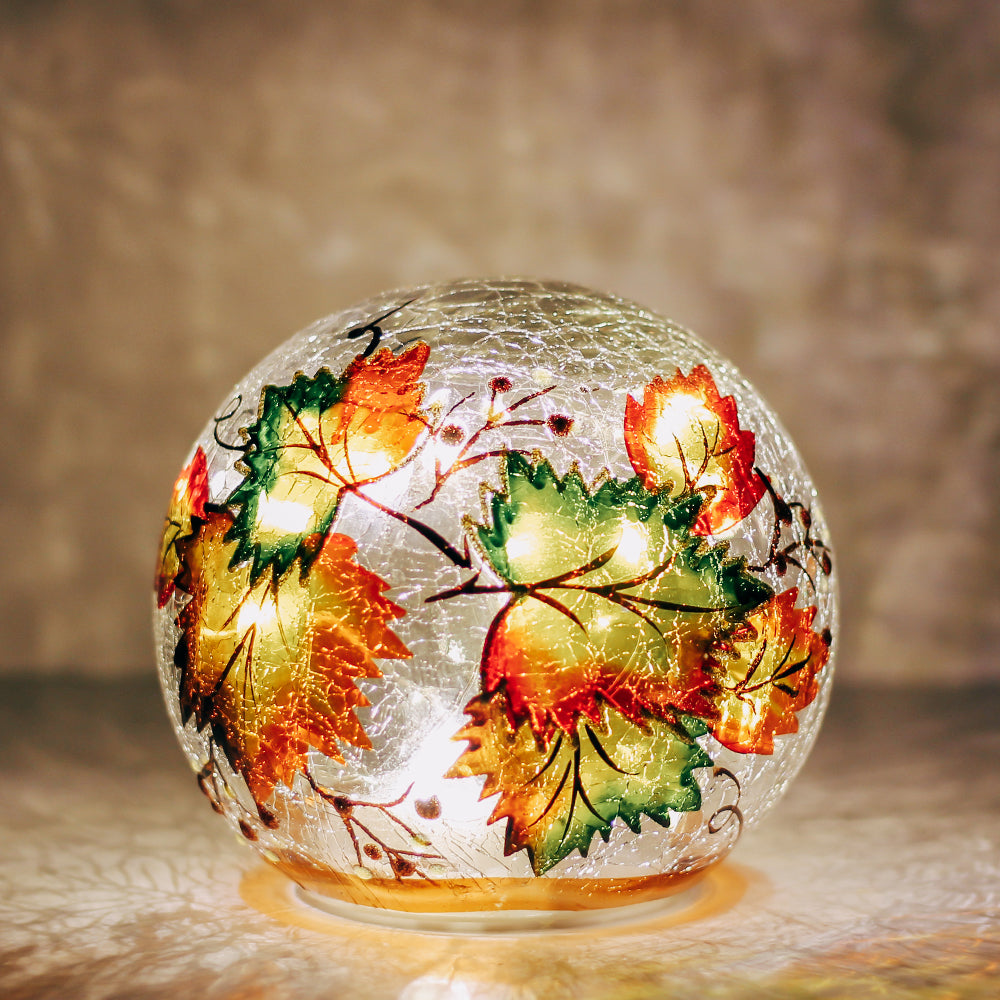 Fallen Leaves - Crackle Glass Orb