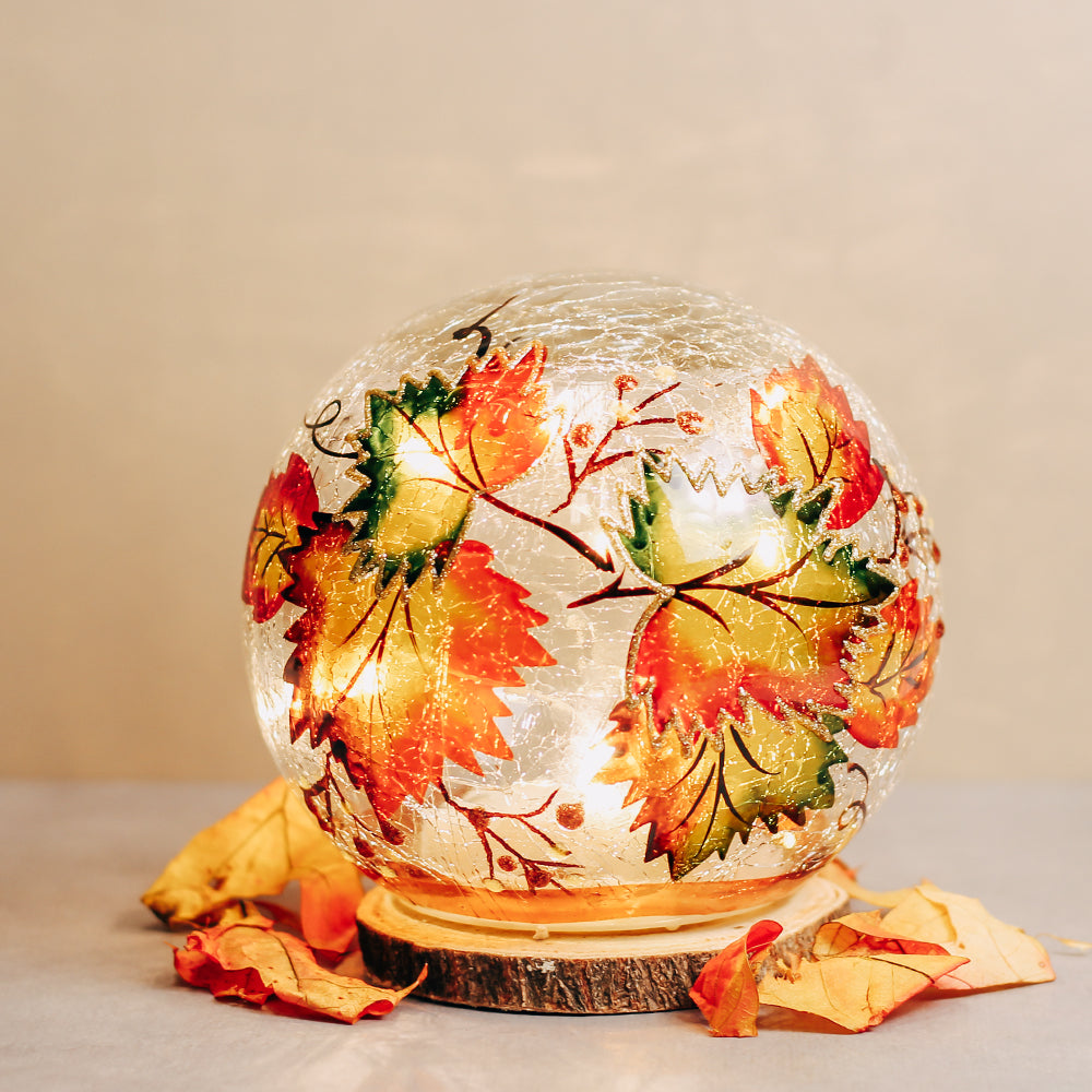 Fallen Leaves - Crackle Glass Orb