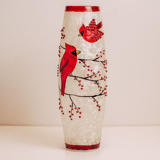 Cardinal - Crackle Glass Vase