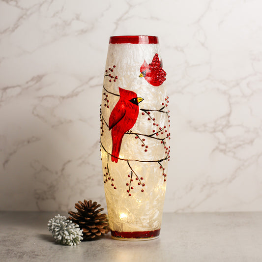 Cardinal - Crackle Glass Vase