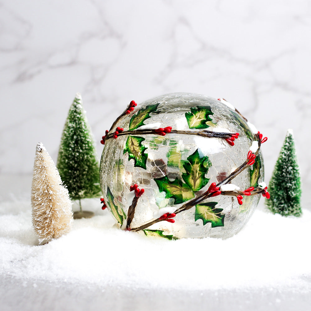 Holly Vines - Crackle Glass Orb