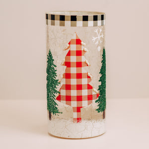 Plaid Tree - Crackle Glass Pillar