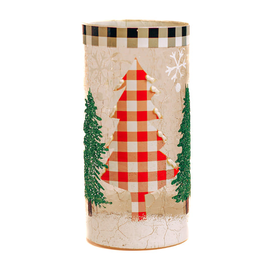 Plaid Tree - Crackle Glass Pillar