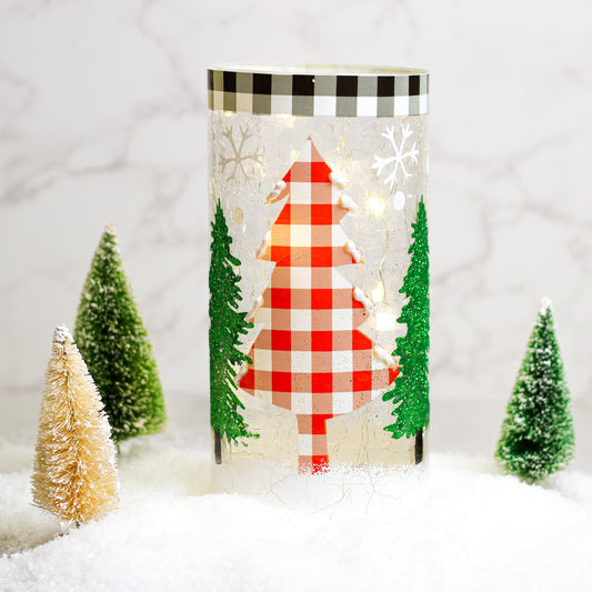 Plaid Tree - Crackle Glass Pillar