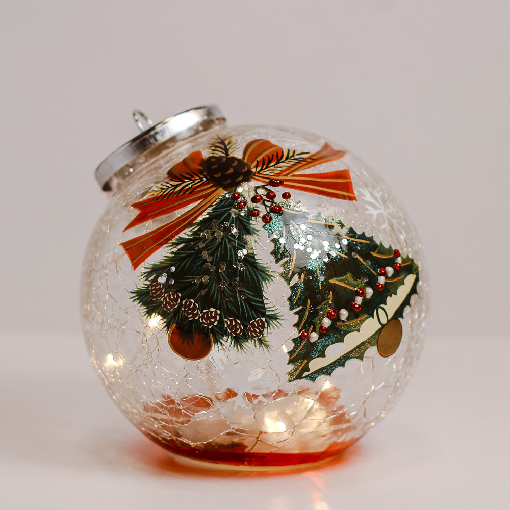 Tree Bell - Crackle Glass Ornament