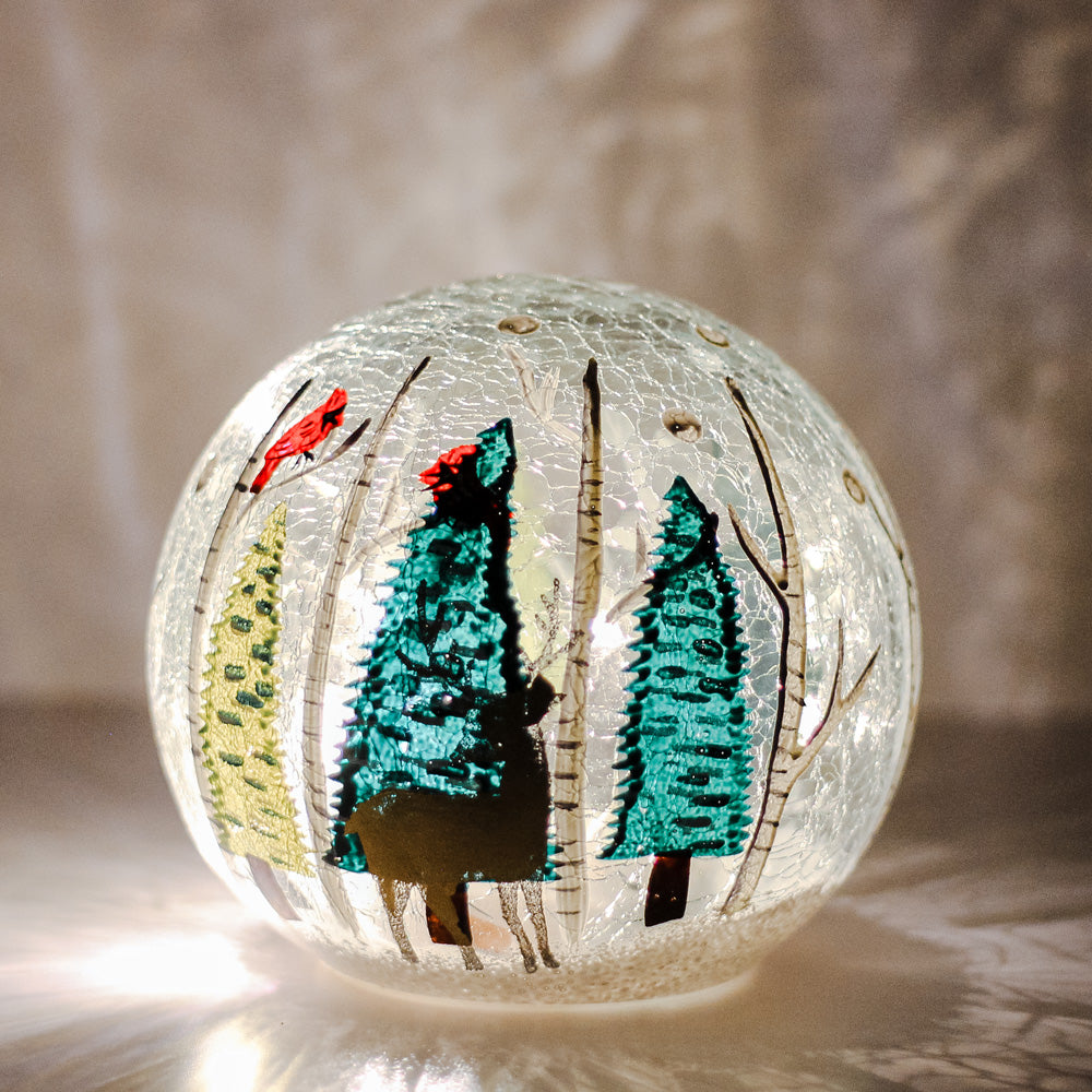 Golden Deer - Crackle Glass Orb