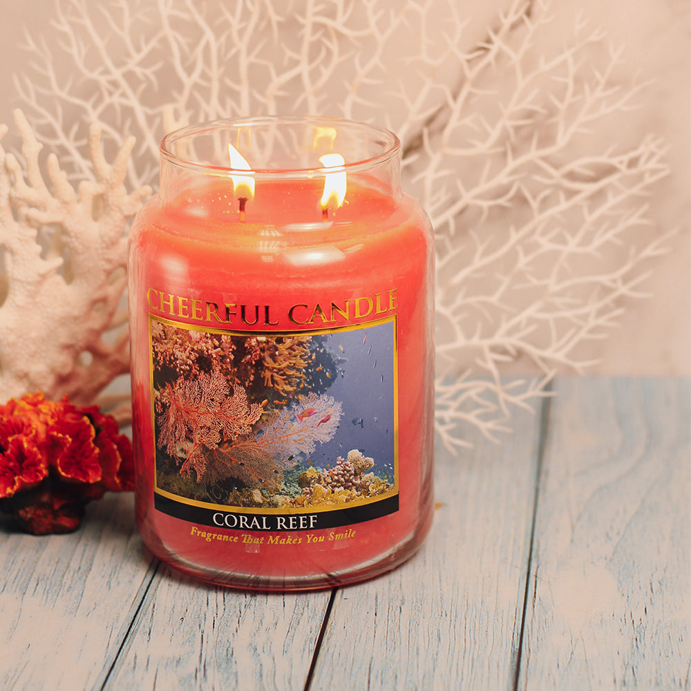 Coral Reef Scented Candle -24 oz, Double Wick, Cheerful Candle