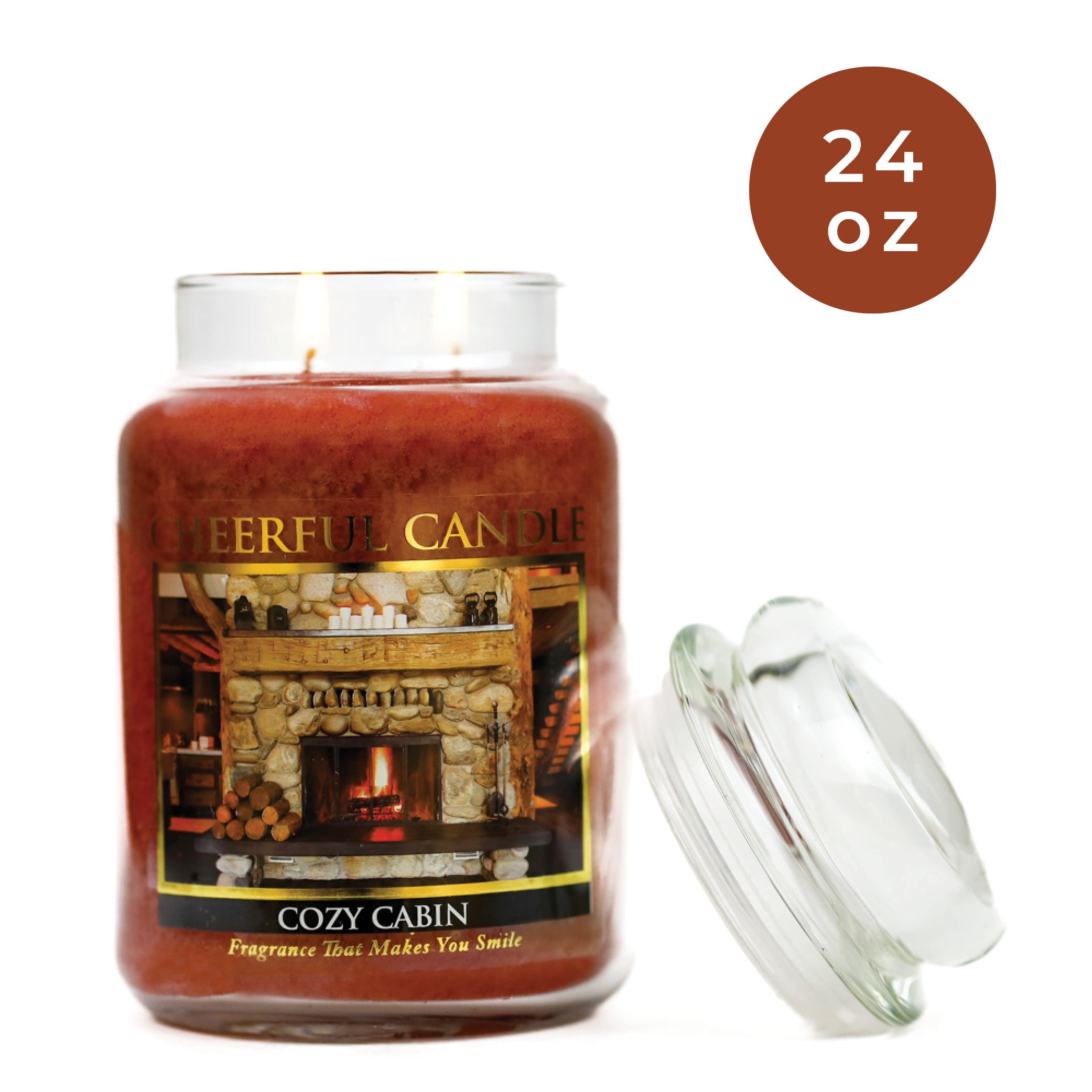 Cozy Cabin Scented Candle -24 oz, Double Wick, 135-hour burn time