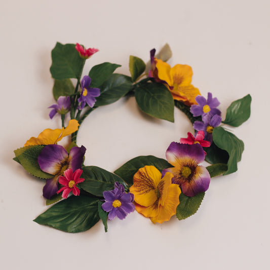 Purple Pansies - Candle Ring