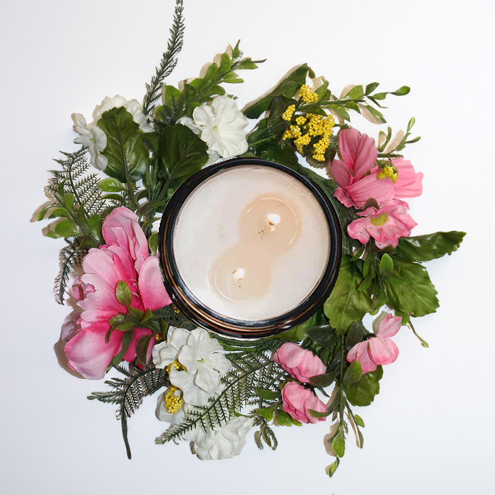 Pink & White Wildflowers - Candle Ring