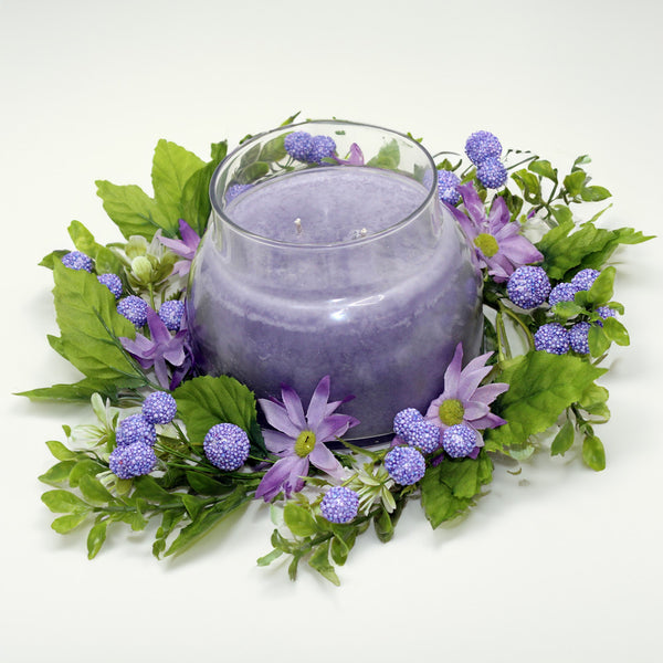 Purple Daisies & Greens - Candle Ring