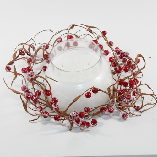 Snowy Cranberry Branch - Candle Ring