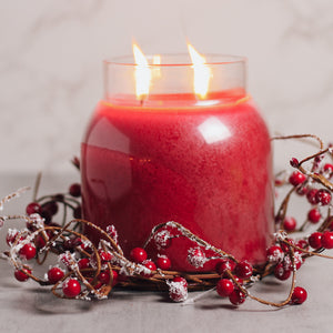 Snowy Cranberry Branch - Candle Ring