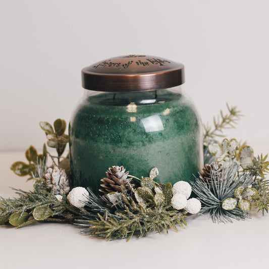 Flocked Snowballs & Spruce - Candle Ring