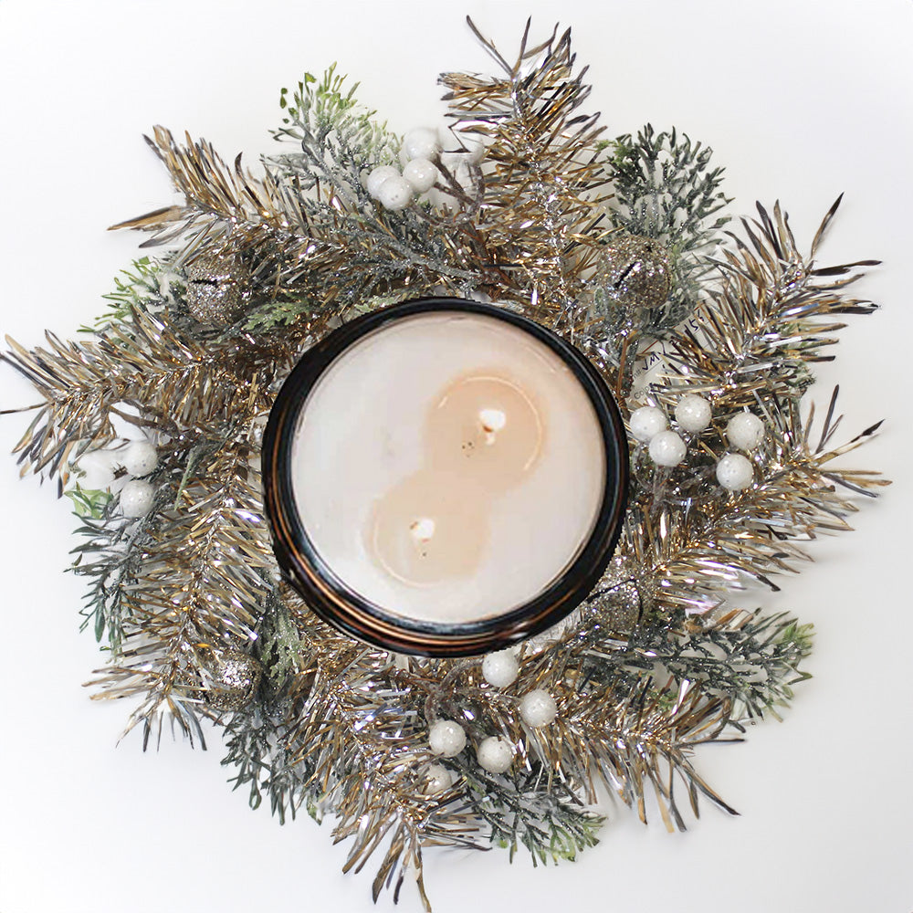 Tinsel Berry & Bells - Candle Ring