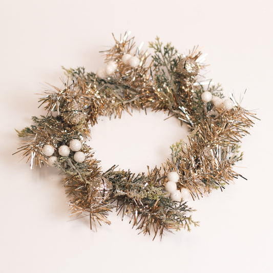 Tinsel Berry & Bells - Candle Ring