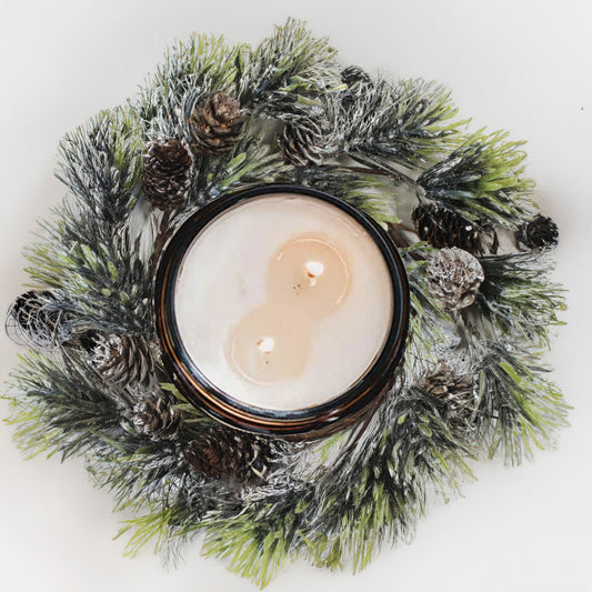 Frozen Pinecones & Greens - Candle Ring
