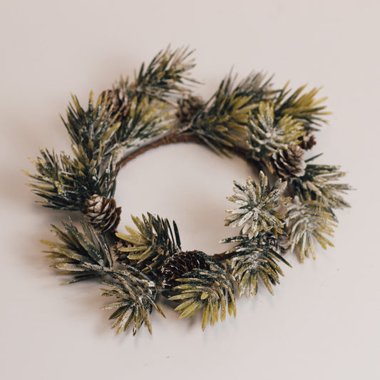 Frozen Pinecones & Greens - Candle Ring