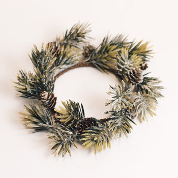Frozen Pinecones & Greens - Candle Ring