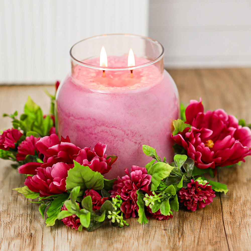 Pink Peony Bloom - Candle Ring