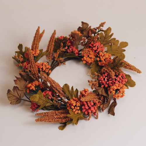 Brown Amaranthus & Foliage - Candle Ring