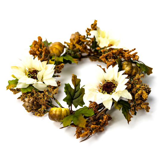 White Sunflower & Pumpkin - Candle Ring
