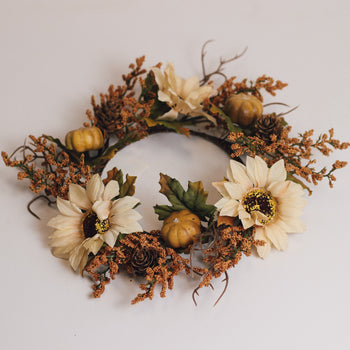 White Sunflower & Pumpkin - Candle Ring