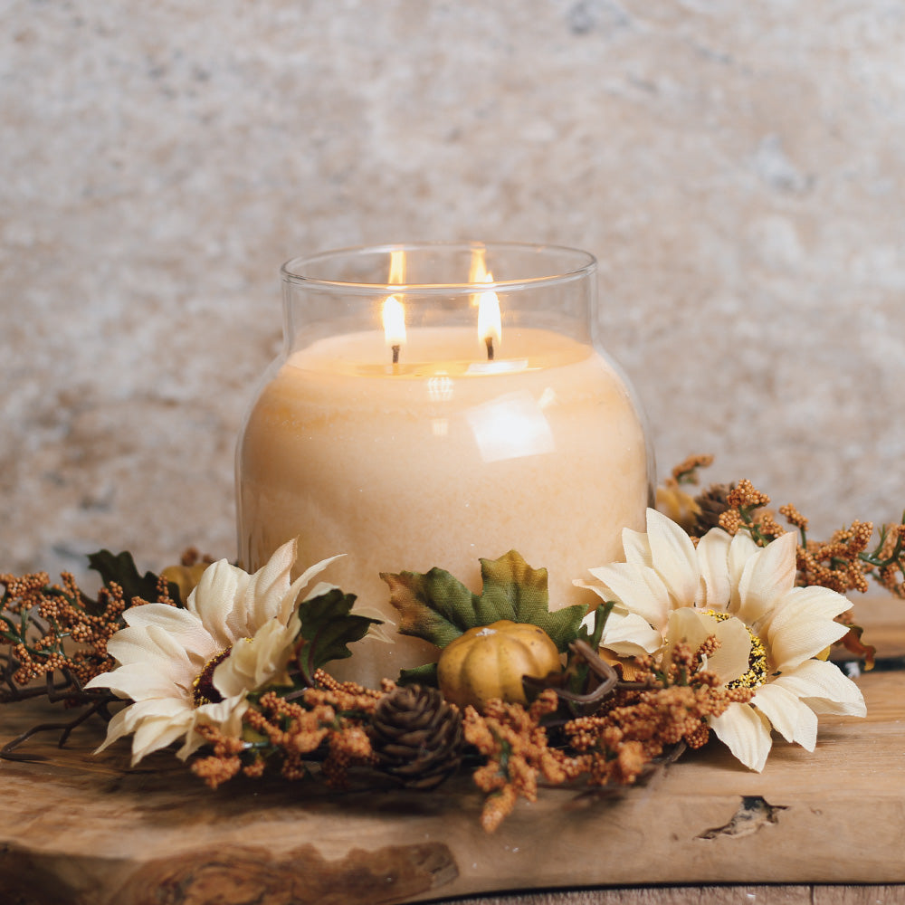 White Sunflower & Pumpkin - Candle Ring