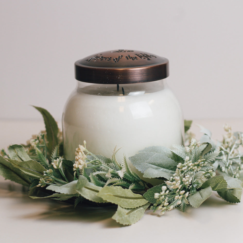 Winter Greens & Snow Dust - Candle Ring