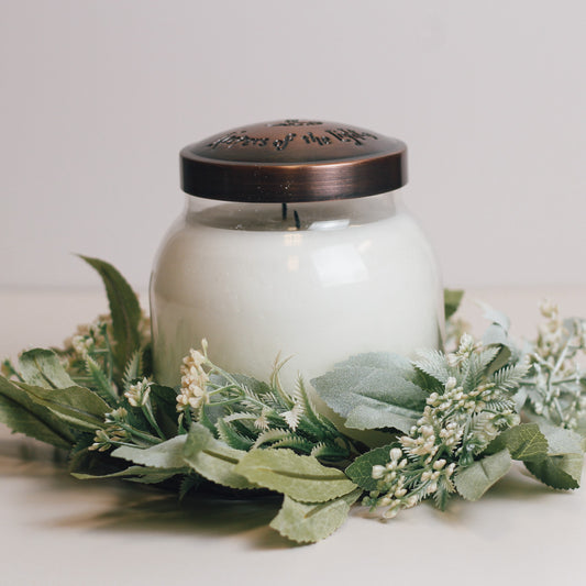 Winter Greens & Snow Dust - Candle Ring