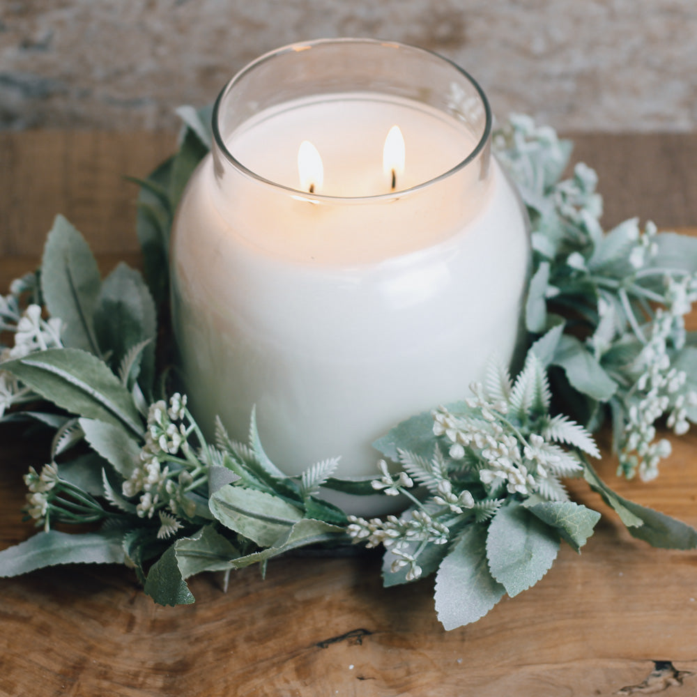 Winter Greens & Snow Dust - Candle Ring
