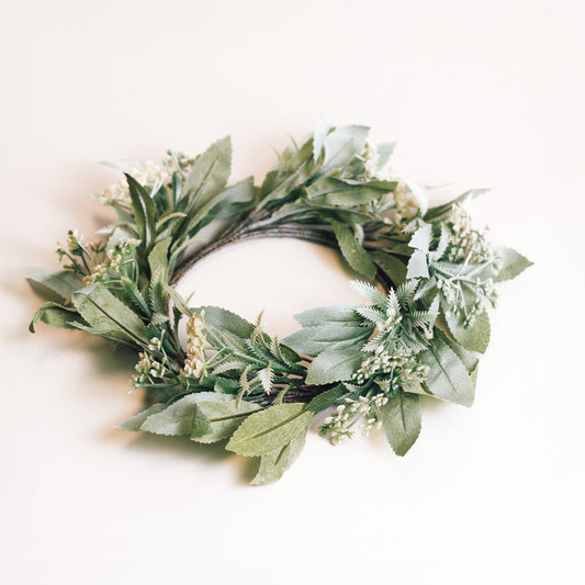 Winter Greens & Snow Dust - Candle Ring