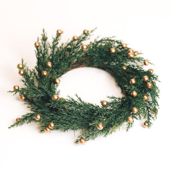 Cypress & Golden Pearls - Candle Ring