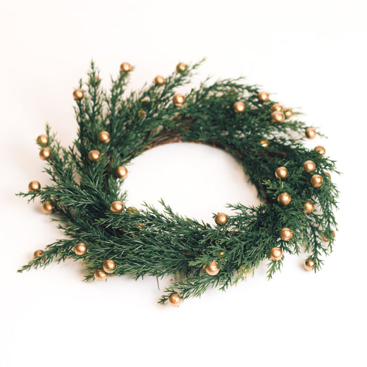 Cypress & Golden Pearls - Candle Ring