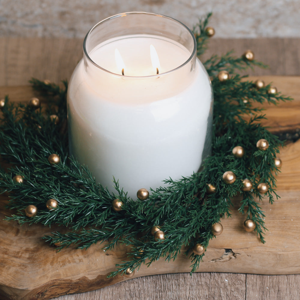 Cypress & Golden Pearls - Candle Ring