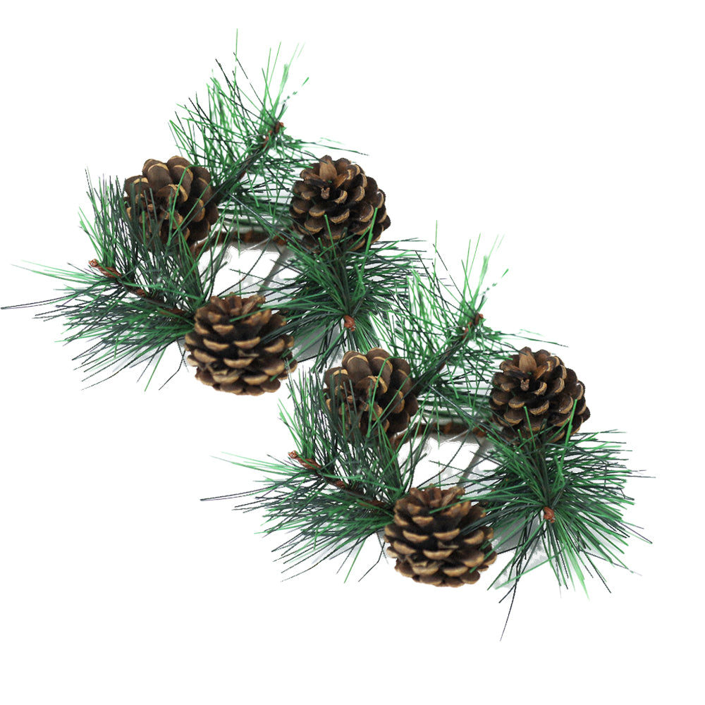 Pine Needles & Cones - Taper Candle Rings (Set of 2)
