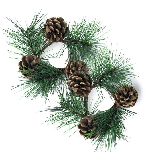 Pine Needles & Cones - Taper Candle Rings (Set of 2)